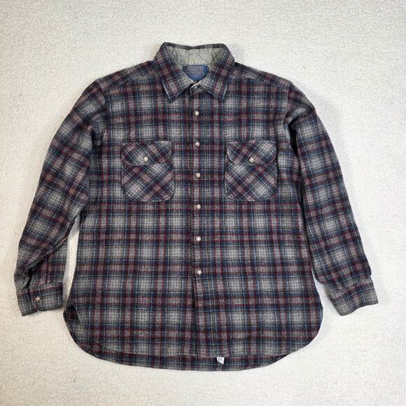 Pendleton Other - Vintage Pendleton Board Tartan Wool Flannel Plaid Work Shirt XL Gray Blue Red